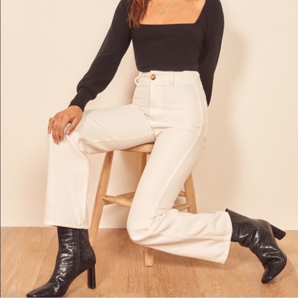 NWT Reformation High Waisted Marine Jean in White Size 27 - Picture 6 of 12